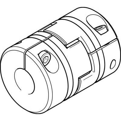 Disegno tecnico di un oggetto cilindrico con viti e tagli speciali.