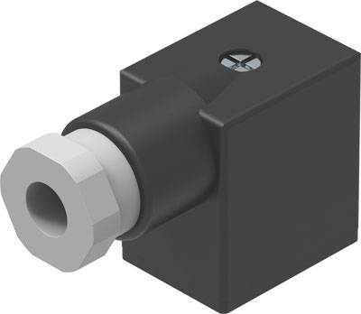 Un sensore nero rettangolare con un elemento di connessione grigio.