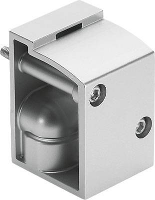 Elemento di ferramenta metallico, di forma rettangolare, che contiene una vite visibile e un'apertura per scopi di connessione o montaggio.