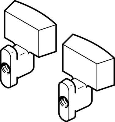 Due rappresentazioni schematiche di serrature a cilindro affiancate, ciascuna con un meccanismo a chiave rettangolare in alto.
