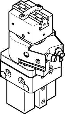 Disegno tecnico di un componente meccanico, composto da diversi elementi rettangolari e cilindrici, probabilmente una valvola o una pompa.