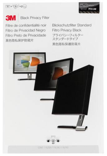 Filtri privacy per monitor. Vista frontale e laterale di un monitor con filtro che protegge lo schermo da sguardi indiscreti.