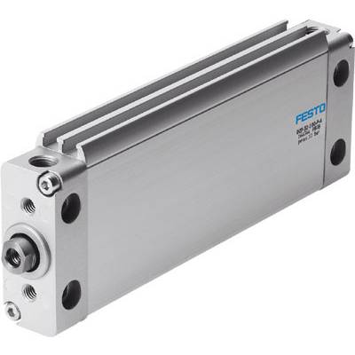 Un cilindro metallico rettangolare di Festo, con più attacchi su un'estremità, utilizzato in sistemi pneumatici.