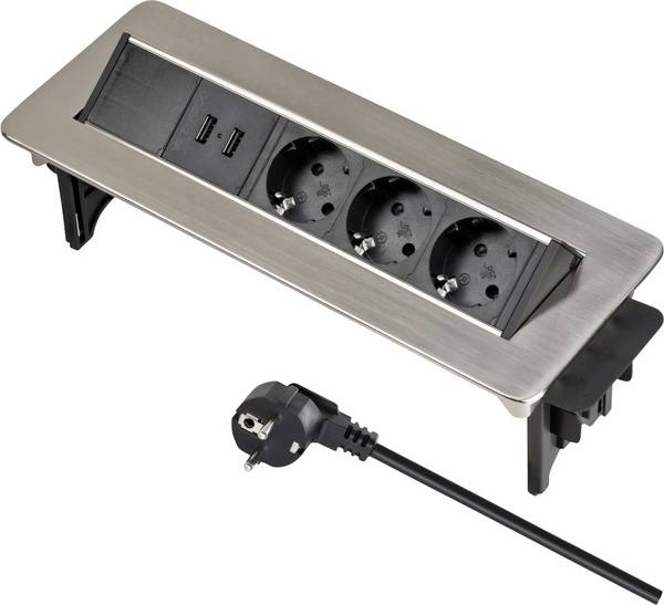 Brennenstuhl 1396200113 Presa di corrente 3 scomparti Argento, Nero Schuko 1 pz.