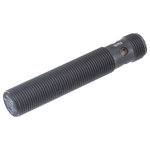 Un grano filettato rullato con scanalatura radiale, nero, in acciaio, lunghezza 50 mm. Viene tipicamente utilizzato per applicazioni meccaniche.