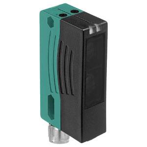 Un sensore rettangolare in nero e verde con angoli arrotondati e connettore nella parte inferiore.