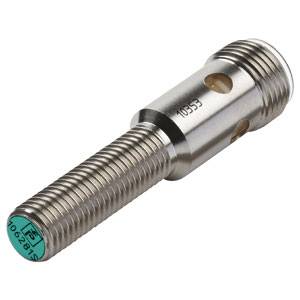 Perno cilindrico in metallo filettato, con scanalature laterali e un cappuccio verde. Comunemente utilizzato nel settore meccanico o automobilistico.