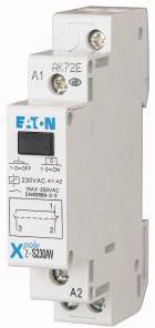 Un relè elettrico Eaton, modello Xpole S230AW, con morsetti di connessione A1 e A2 per 230V corrente alternata. Utilizzato in sistemi di controllo.