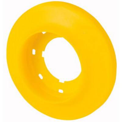 Un anello giallo brillante con piccole aperture rettangolari sul bordo interno.