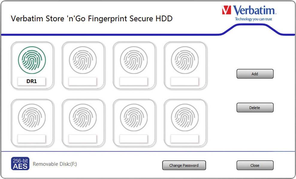 Verbatim Store 'n' Go Fingerprint Secure 2 TB Hard Disk esterno da 2,5" USB 3.2 (Gen 1x1) Nero 53651-4
