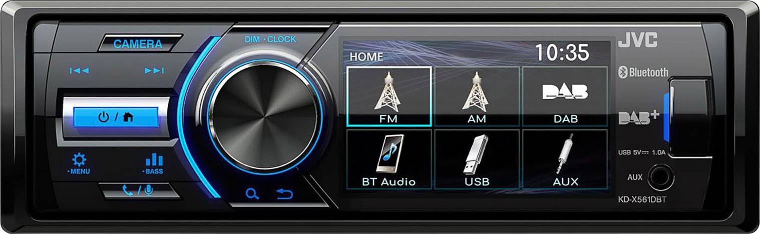 JVC KD-X561DBT USB-Autoradio mit DAB+, Bluetooth und 7,60cm (3") TFT-Farbdisplay (Rückfahrkameraeingang, AUX-Eingang, MP-0
