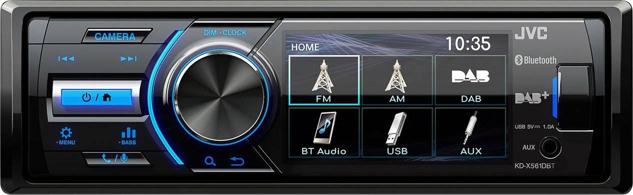 JVC KD-X561DBT USB-Autoradio mit DAB+, Bluetooth und 7,60cm (3") TFT-Farbdisplay (Rückfahrkameraeingang, AUX-Eingang, MP-9