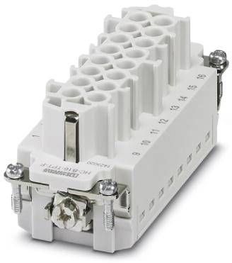 Un connettore elettrico bianco con 16 punti di contatto numerati, idoneo per l'utilizzo industriale.