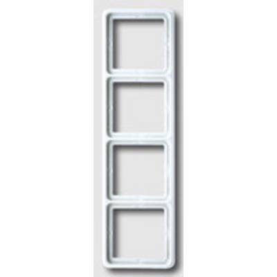 'Supporto bianco vuoto, rettangolare, con quattro scomparti di uguale dimensione disposti verticalmente. Sfondo chiaro e semplice.'