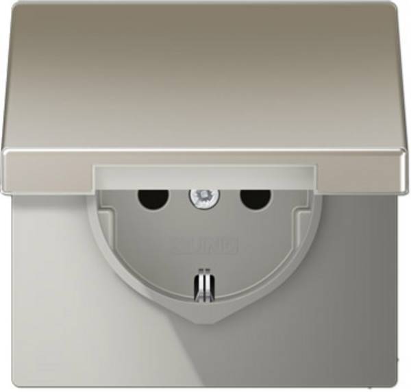 Jung 1 parte Frutto Presa schuko con coperchio ribaltabile acciaio inox ES1520KL 1 pz.