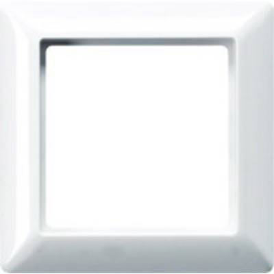 Cornice quadrata per interruttore, bianca, vuota al centro, su uno sfondo bianco.