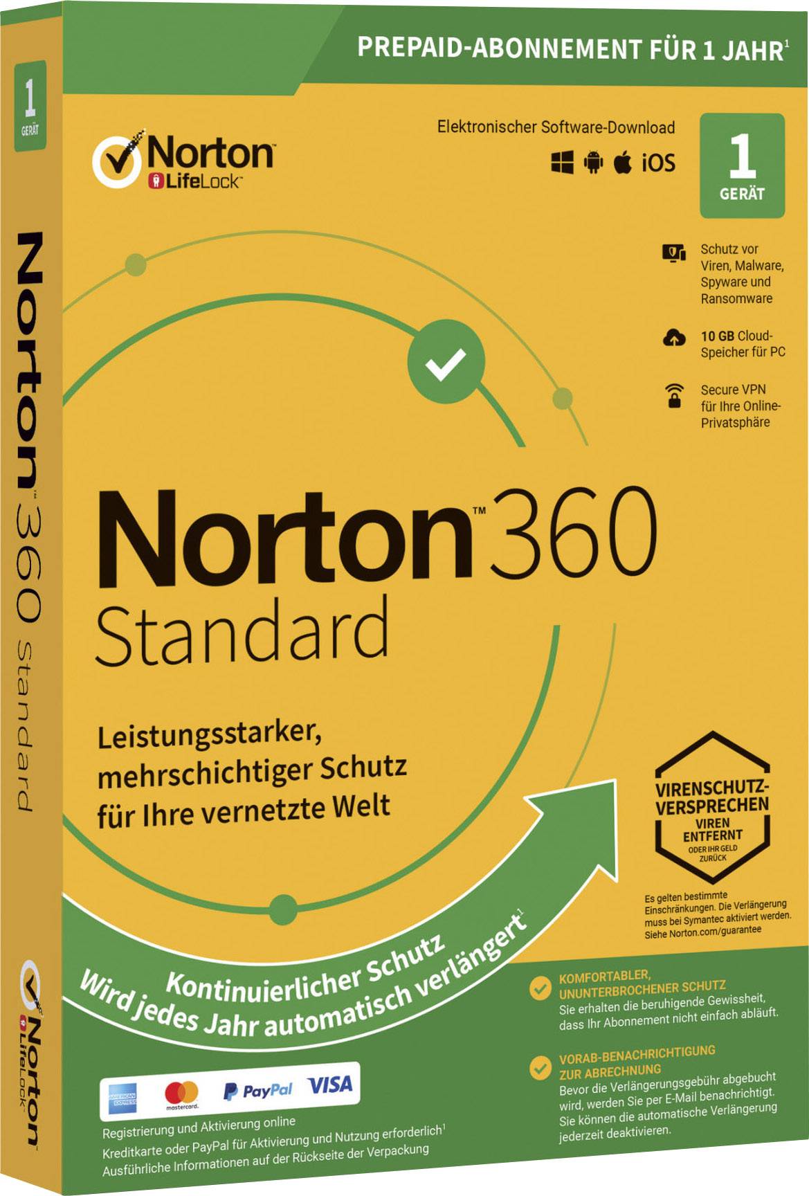 Norton Norton™ 360 Standard 10GB GE 1 USER 1 DEVICE 12MO 1 licenza annuale Windows, Mac, Android Antivirus