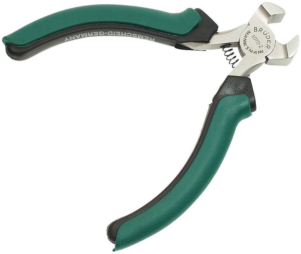 Una pinza verde con impugnature ergonomiche, adatta per lavori di precisione.