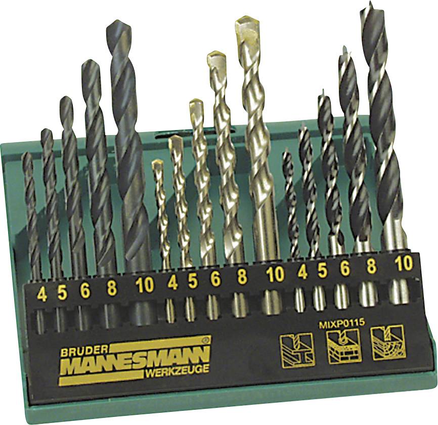 Brüder Mannesmann M54315 Kit punte a spirale da legno 15 parti 1 pz.