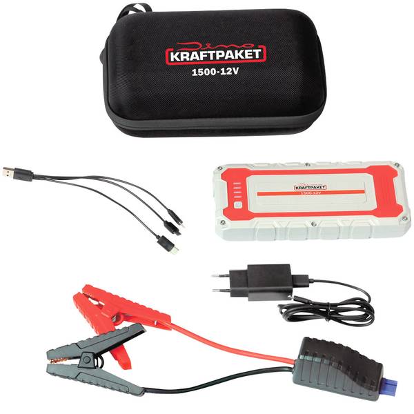 Jump Starter - Sistema di accensione rapido, Cavi batteria per avviamento demergenza Dino KRAFTPAKET 12V 1500A 62.9Wh 136150 Corrente - Jump Starter - Sistema di accensione rapido, Cavi batteria per avviamento demergenza Dino KRAFTPAKET 12V 1500A 62.9Wh 136150 Corrente -