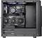 Un computer aperto mostra l'hardware interno: scheda madre, ventola con illuminazione RGB, scheda grafica e alimentatore.