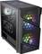 Un case per PC da gaming con illuminazione RGB colorata, pannello frontale in mesh e un lato trasparente.