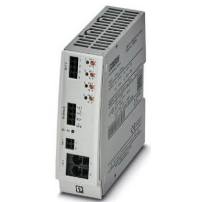 Un dispositivo elettronico grigio con multiple porte e indicatori LED sul frontale; utilizzato per controllare sistemi elettrici.