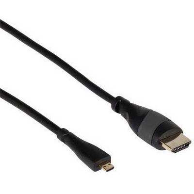 Un cavo HDMI-to-Micro-HDMI con un connettore HDMI più grande e un connettore Micro-HDMI più piccolo per connessioni digitali.