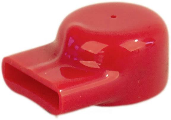 Fischietto di plastica rossa, lucido, con bocchino stretto.