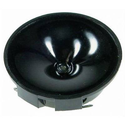 Un diffusore nero, rotondo con superficie liscia, probabilmente parte di un altoparlante o di un sistema acustico.