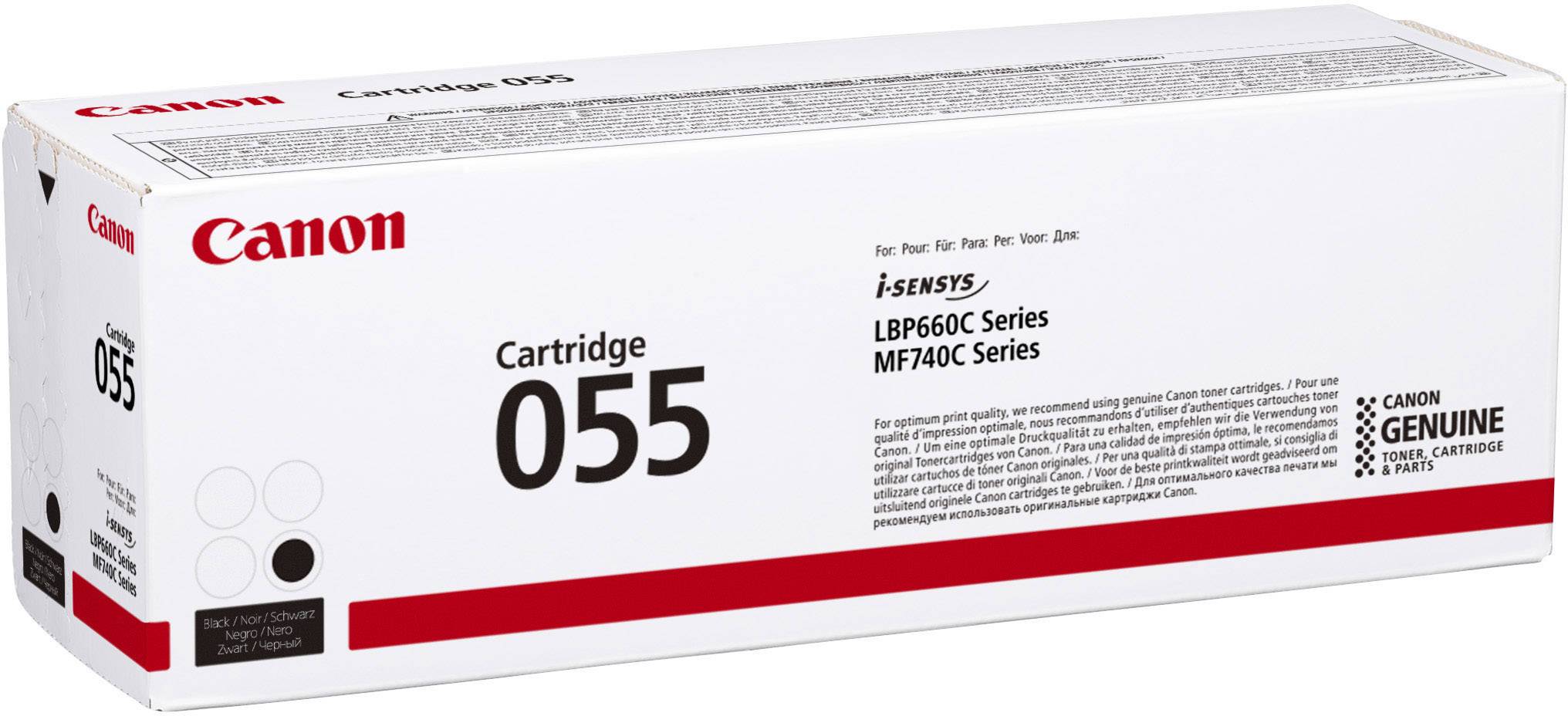 Cartuccia toner Canon 055, compatibile con le serie i-SENSYS LBP660 e MF740, in scatola bianca.