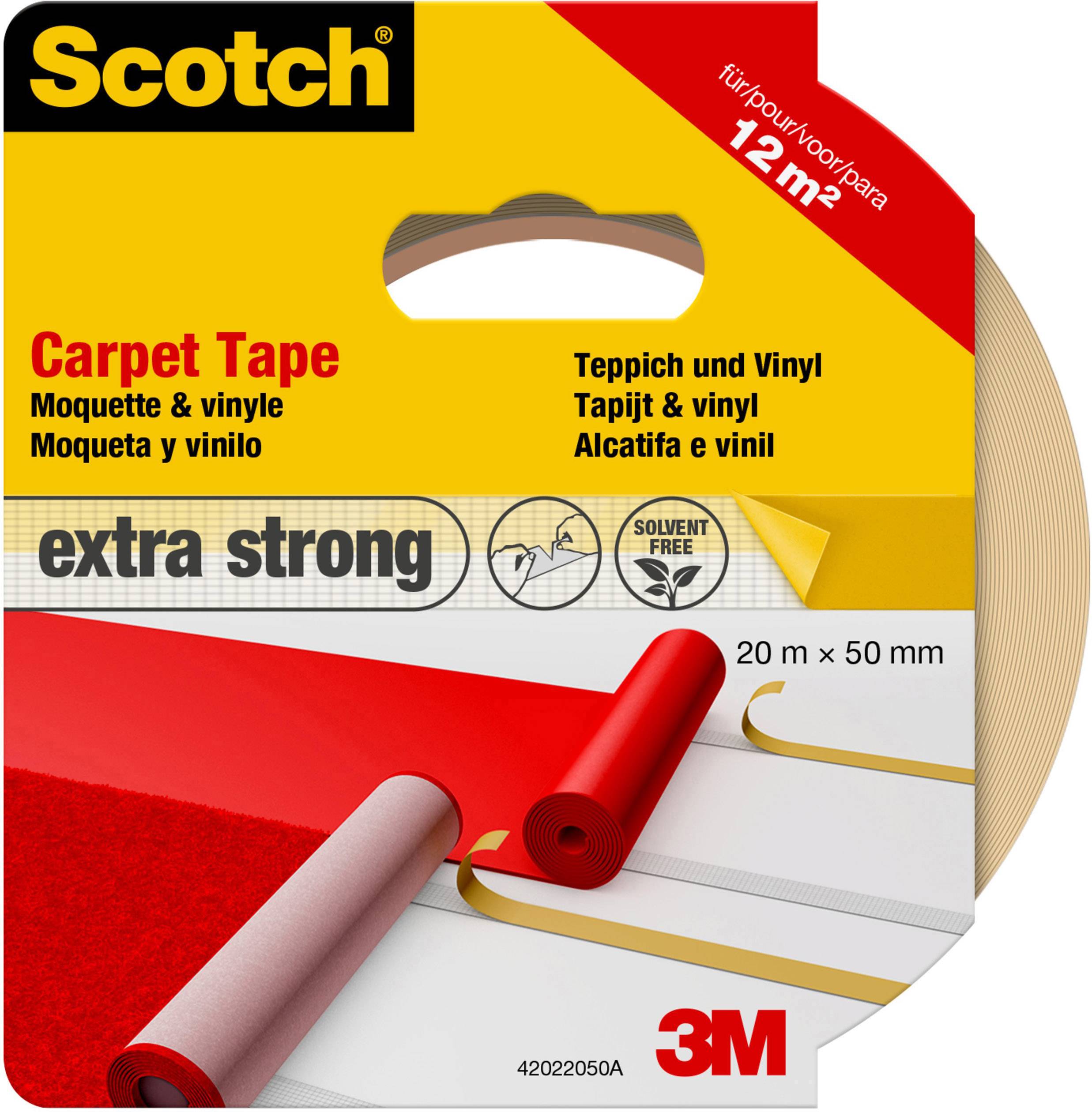 'Nastro adesivo extra forte Scotch per tappeti e vinile, 20 m x 50 mm, adatto per tappeti e pavimenti in vinile. Per superfici fino a 12 m².'