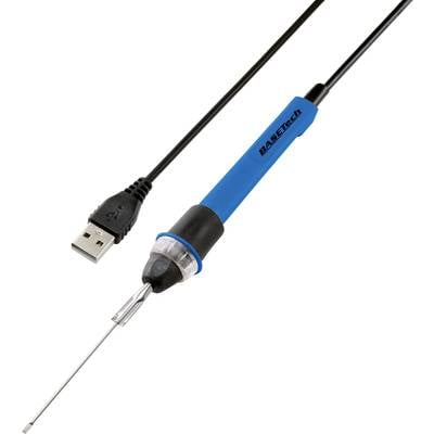 Un saldatore USB blu con cavo nero.