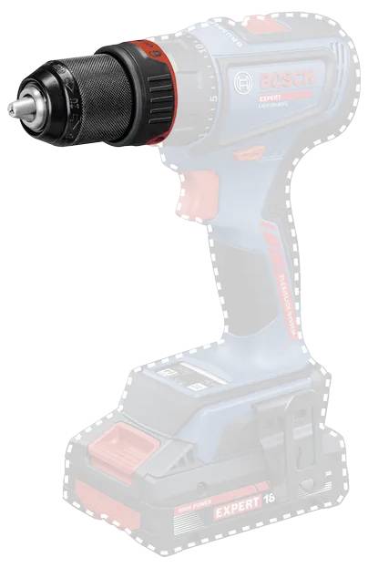 Uomo che utilizza un trapano cordless per stringere i bulloni su una grande ruota di macchina o veicolo da costruzione all'aperto sotto un cielo azzurro.