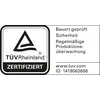 Logo del TÜV Rheinland con testo: 'Tipo verificato, Sicurezza, Controllo periodico della produzione'. Sito web: www.tuv.com, ID 1419062666.