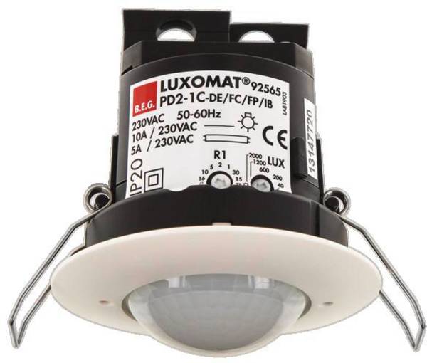 B.E.G. Brück 92565 Da incasso Rivelatore di presenza 360 ° Relè Bianco IP20