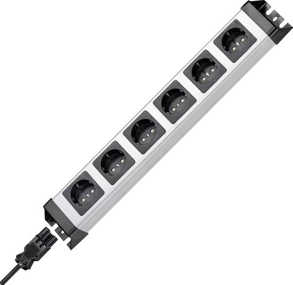 Kopp 2.29420012E8 Multipresa 6 scomparti Nero, Argento  1 pz.