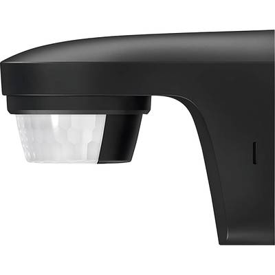 Rilevatore di movimento nero con involucro rettangolare e lente semicircolare. Adatto al rilevamento di movimenti per il controllo dell'illuminazione.