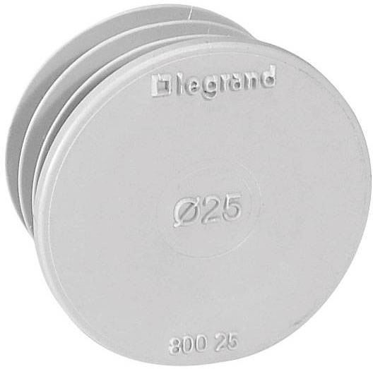 Tappo terminale grigio per cavi con scritta 'Ø25' e 'legrand'.
