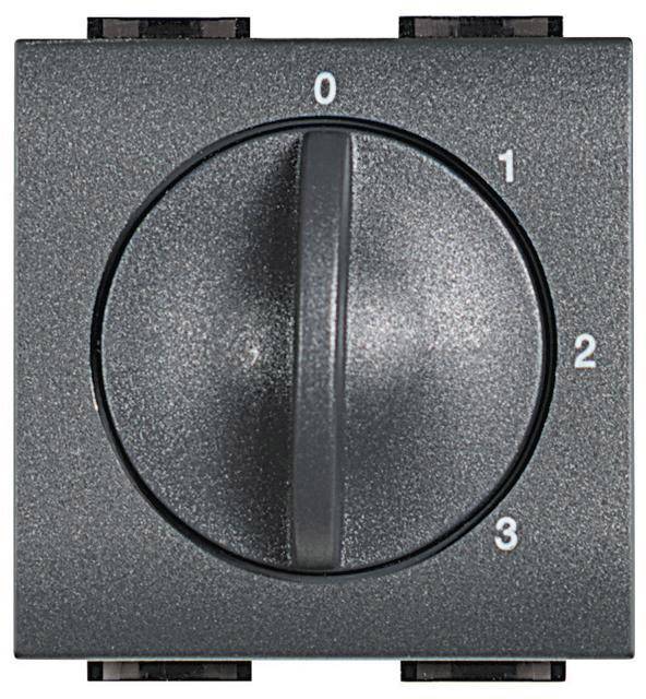 Interruttore nero con manopola ruotabile, contrassegnato con '0', '1', '2', '3' in senso orario. L'interruttore è attualmente posizionato su '0'.