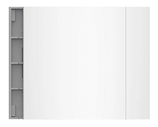 Oggetto rettangolare bianco con dettagli grigi sul lato sinistro, probabilmente un componente tecnico o un dispositivo.
