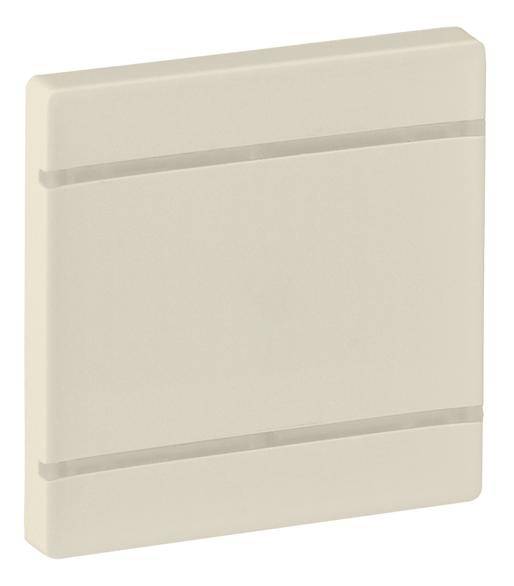 Interruttore quadrato con superficie liscia, colore beige, con due sottili linee orizzontali decorative.