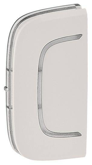 Un elemento di design moderno, leggermente curvo, realizzato in metallo o plastica, di forma rettangolare con bordi arrotondati.