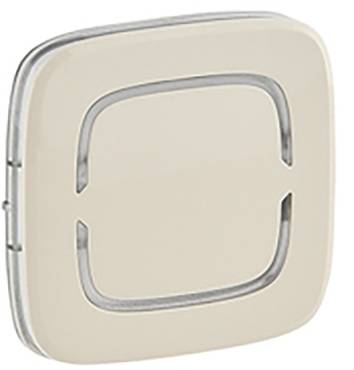 Interruttore della luce beige, quadrato con angoli arrotondati e un bordo discreto.