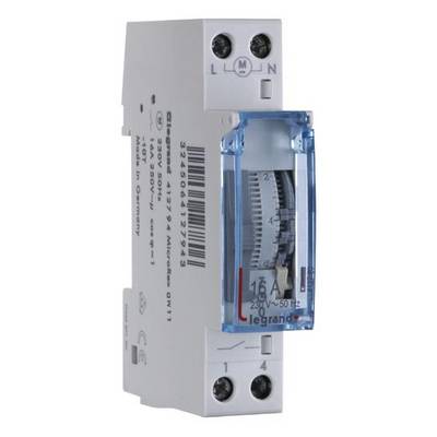 Modulo timer con quadrante rotativo, marchio 'Legrand', idoneo per 230V, 16A, per il comando automatico di dispositivi elettrici.