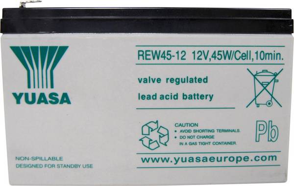 Yuasa REW 45 - 12 REW45/12 Batteria al piombo 12 V 8 Ah Piombo-AGM (L x A x P) 151 x 97 x 64 mm Spina piatta 6,35 mm Bassa autoscarica, Bassa manutenzione, Ciclica