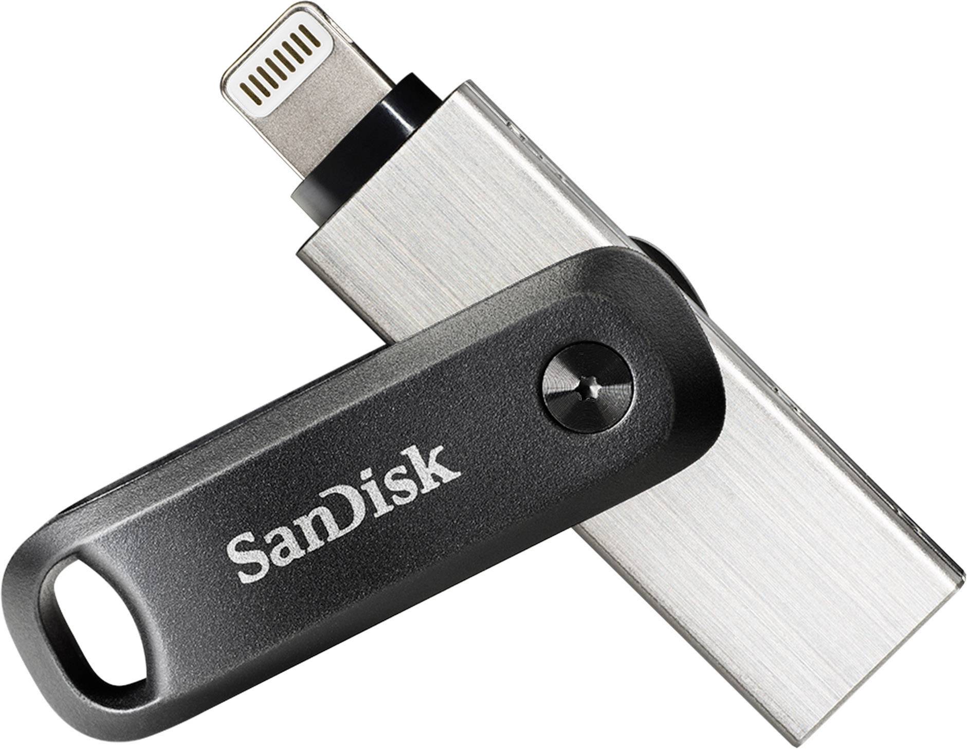 SanDisk iXpand™ Flash Drive Go Memoria ausiliaria USB per Smartphone e Tablet Nero, Argento 64 GB USB 3.2 (Gen 1x1), App