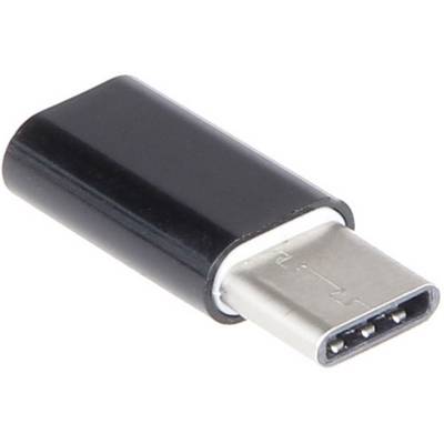 Adattatore USB-C in primo piano, con custodia nera e connettore argentato, utilizzato per collegare dispositivi con porte USB-C.