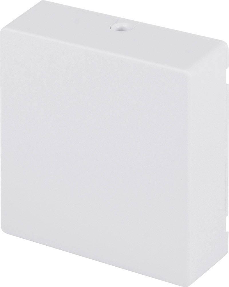 Un involucro rettangolare bianco, probabilmente per un componente elettrico, su sfondo bianco.