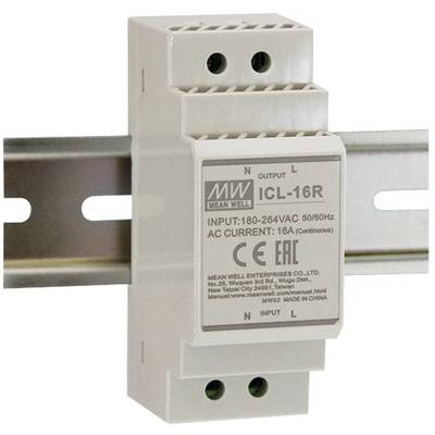 Filtro separatore ICL-16R, montato su guida DIN, con indicazione della tensione di ingresso e uscita 180-264VAC, corrente 16A.